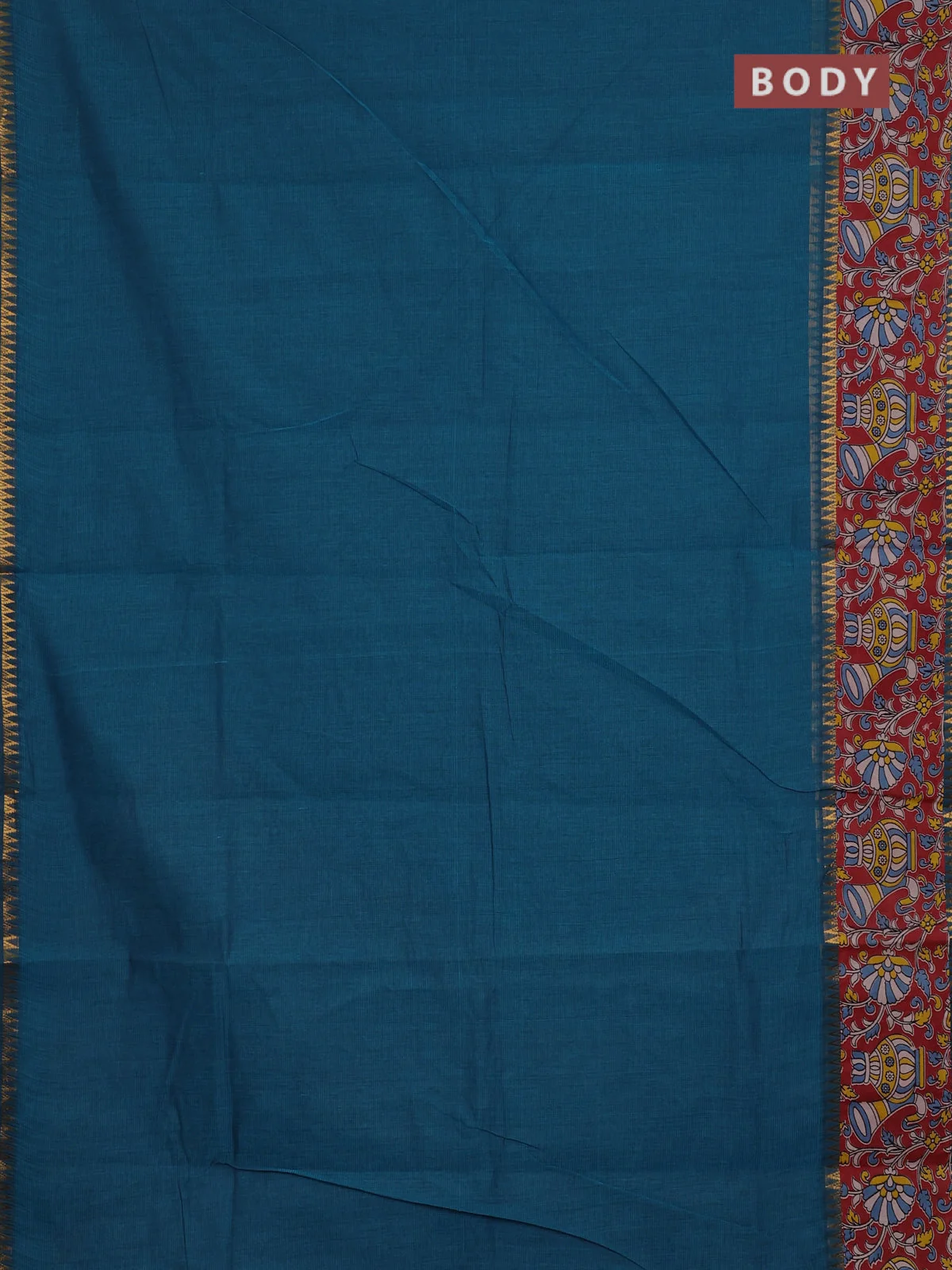 Mangalagiri Cotton Saree - Peacock Blue and Maroon